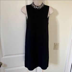 Topshop Jeweled Neckline Black Dress - Size 4